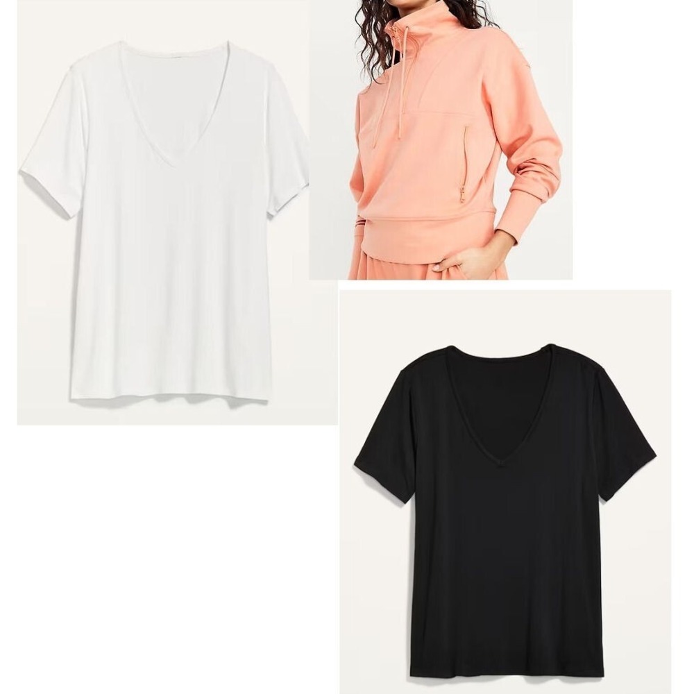 Old Navy Women's Fleece 1/2 Zip Sweatshirt & Luxe V-Neck T-shirts - Small Petite